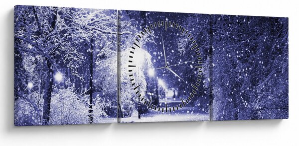 Obraz - Kouzelná zimní noc (s hodinami) (90x30 cm)