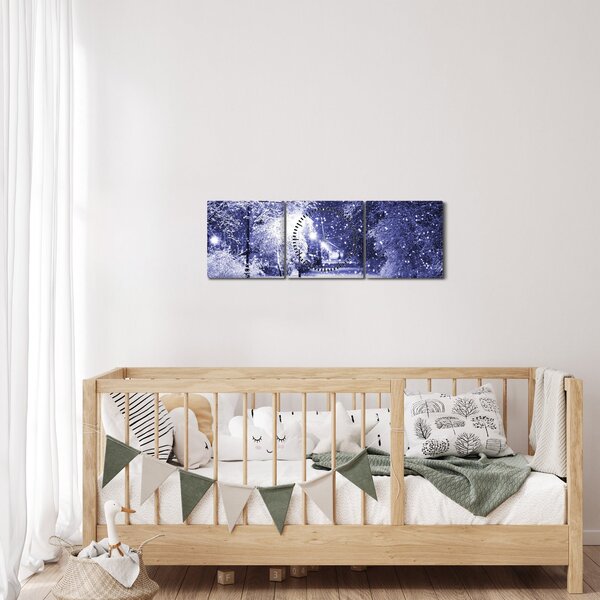 Obraz - Kouzelná zimní noc (s hodinami) (90x30 cm)