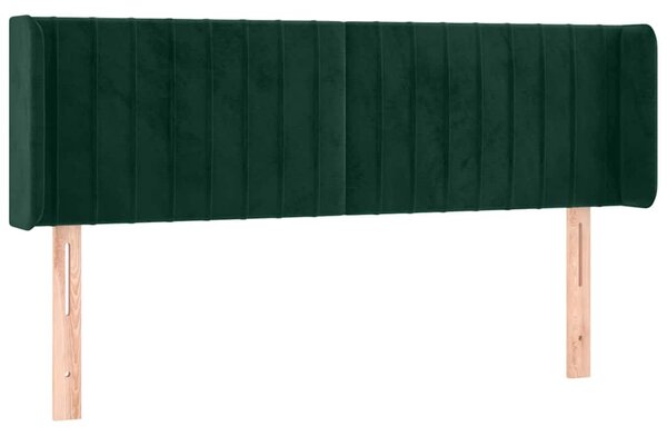 Čelo postele s LED tmavě zelené 147 x 16 x 78/88 cm samet 3123525