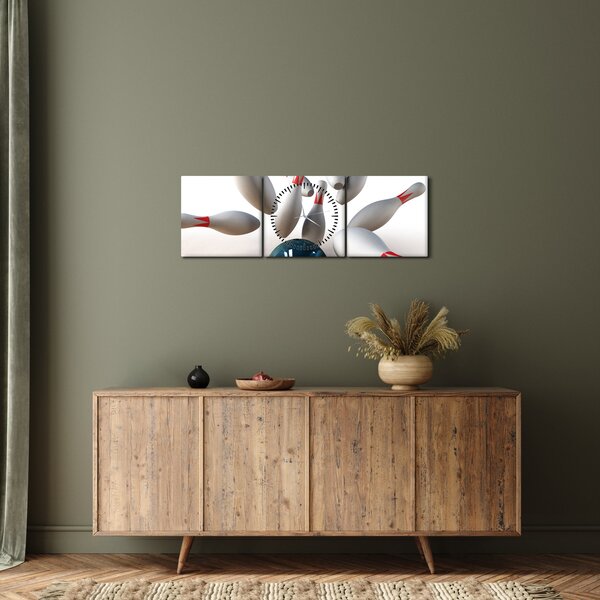 Obraz - Bowling (s hodinami) (90x30 cm)