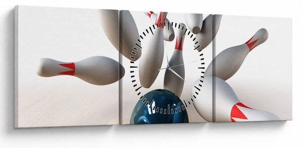 Obraz - Bowling (s hodinami) (90x30 cm)