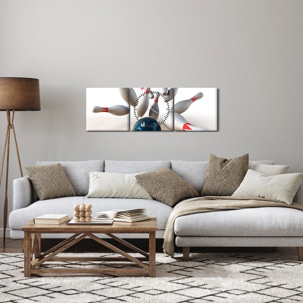 Obraz - Bowling (s hodinami) (90x30 cm)