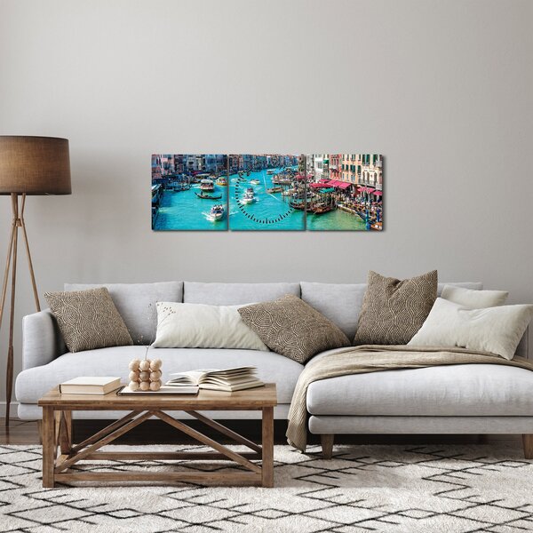 Obraz - Canal Grande, Benátky, Itálie (s hodinami) (90x30 cm)