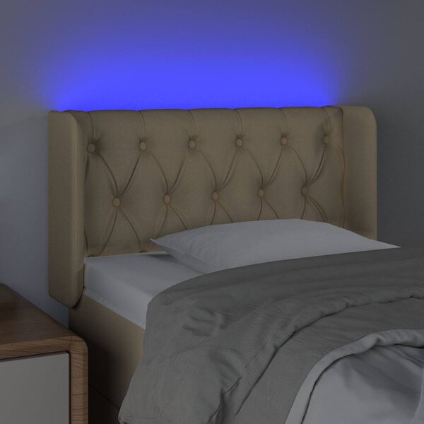 Čelo postele s LED krémové 83 x 16 x 78/88 cm textil 3123551