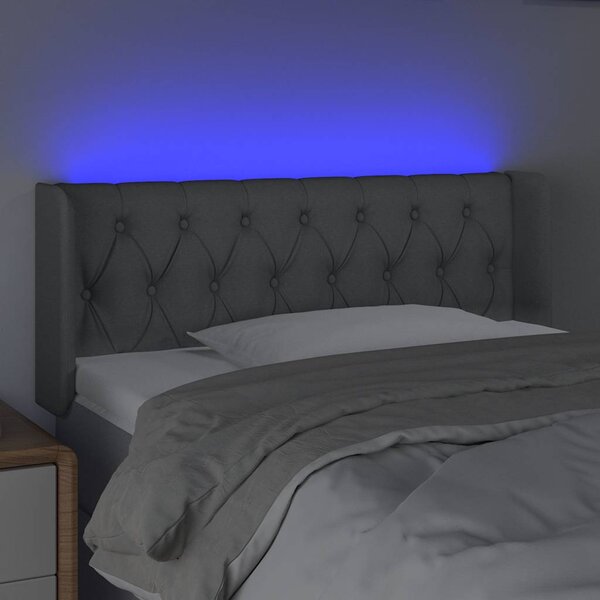 Čelo postele s LED světle šedé 93 x 16 x 78/88 cm textil 3123554