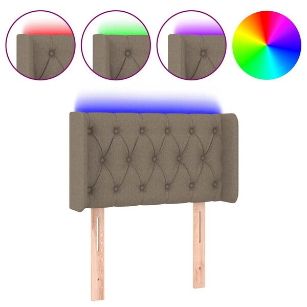 Čelo postele s LED taupe 83 x 16 x 78/88 cm textil 3123550