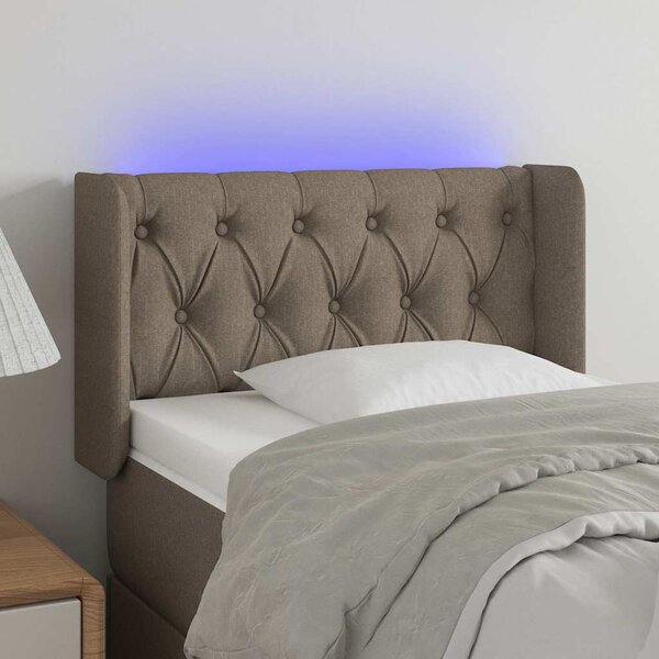Čelo postele s LED taupe 83 x 16 x 78/88 cm textil 3123550