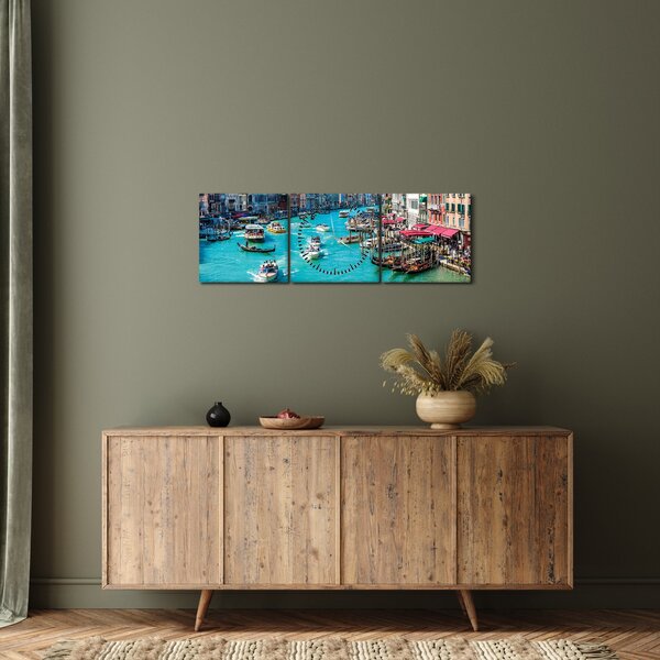Obraz - Canal Grande, Benátky, Itálie (s hodinami) (90x30 cm)