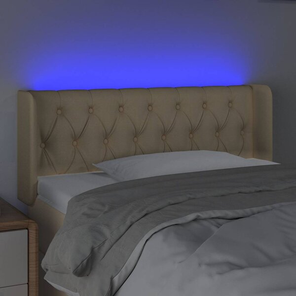 Čelo postele s LED krémové 103 x 16 x 78/88 cm textil 3123567