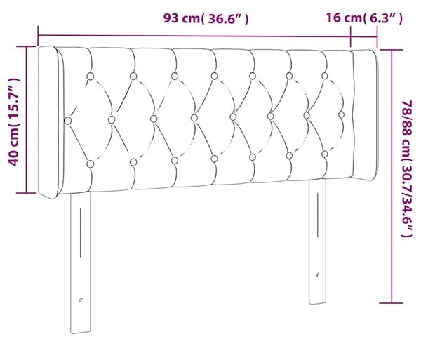 Čelo postele s LED světle šedé 93 x 16 x 78/88 cm textil 3123554