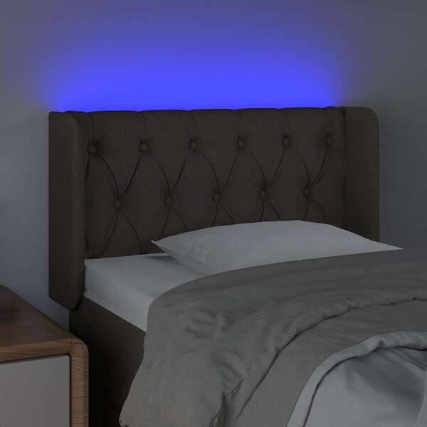 Čelo postele s LED taupe 83 x 16 x 78/88 cm textil 3123550