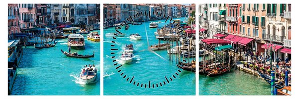 Obraz - Canal Grande, Benátky, Itálie (s hodinami) (90x30 cm)