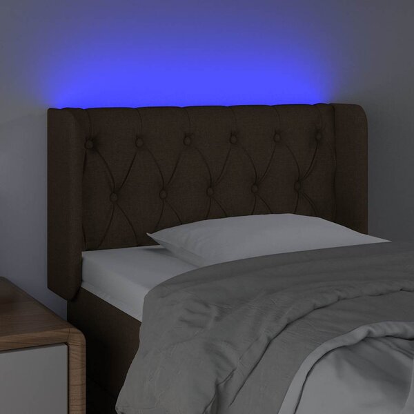Čelo postele s LED černé 83 x 16 x 78/88 cm textil 3123548