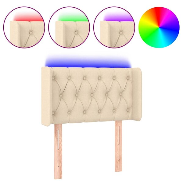 Čelo postele s LED krémové 83 x 16 x 78/88 cm textil 3123551
