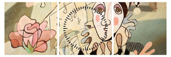 Obraz - Kubismus - harlequin and rose (s hodinami) (90x30 cm)