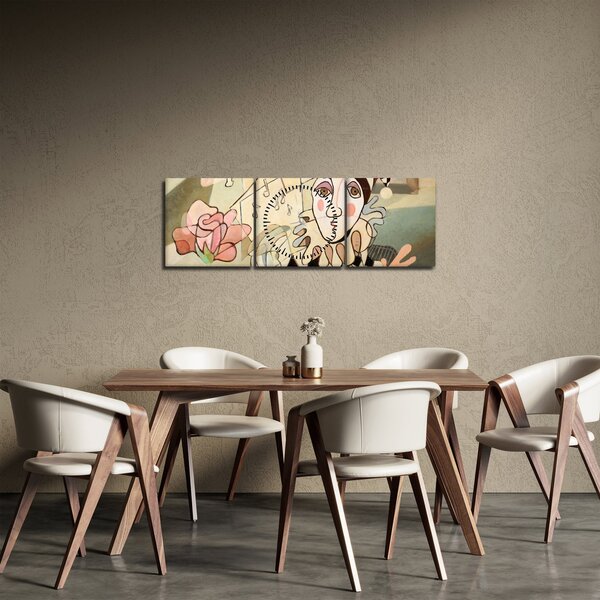 Obraz - Kubismus - harlequin and rose (s hodinami) (90x30 cm)