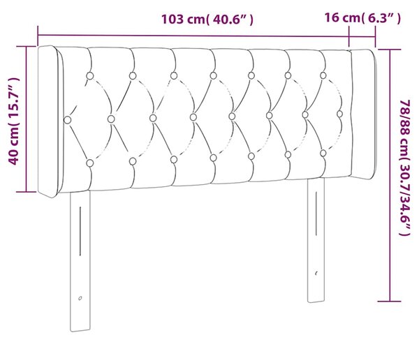 Čelo postele s LED krémové 103 x 16 x 78/88 cm textil 3123567