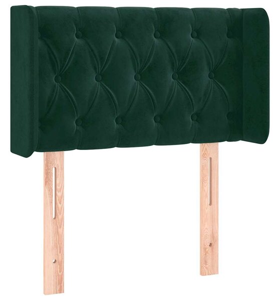 Čelo postele s LED tmavě zelené 83 x 16 x 78/88 cm samet 3123605