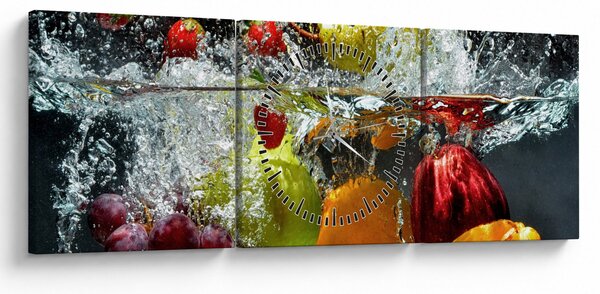 Obraz - Ovoce (s hodinami) (90x30 cm)