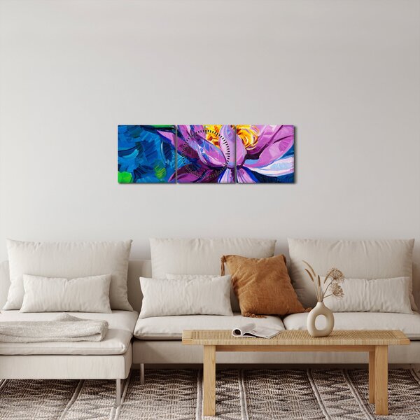 Obraz leknínu na vodě (s hodinami) (90x30 cm)
