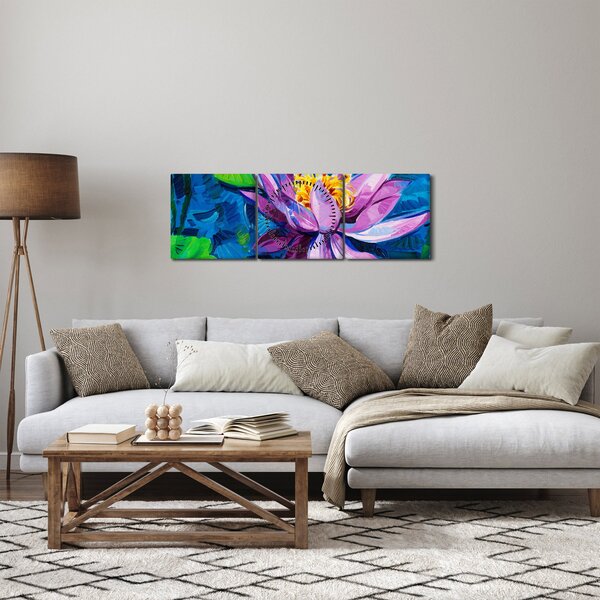 Obraz leknínu na vodě (s hodinami) (90x30 cm)
