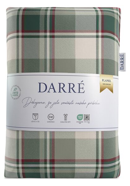 DARRÉ Flanelové povlečení Kostka vánoční - zelená Velikost: 140 x 200 + 70 x 90