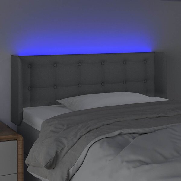 Čelo postele s LED světle šedé 93 x 16 x 78/88 cm textil 3123652