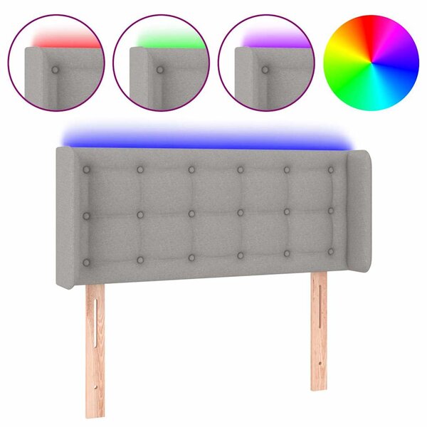 Čelo postele s LED světle šedé 93 x 16 x 78/88 cm textil 3123652