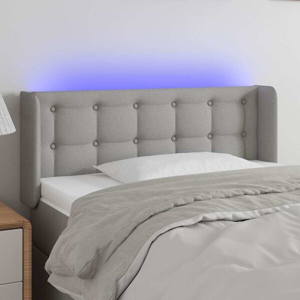 Čelo postele s LED světle šedé 93 x 16 x 78/88 cm textil 3123652