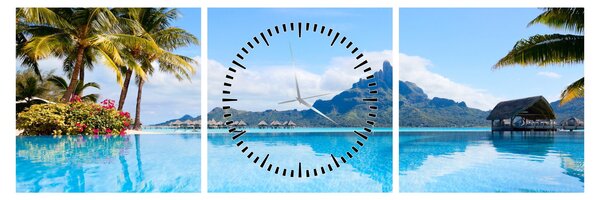 Obraz - Bora-Bora, Francouzská Polynésie (s hodinami) (90x30 cm)