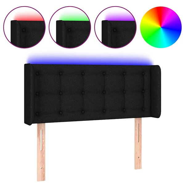 Čelo postele s LED černé 83 x 16 x 78/88 cm textil 3123646