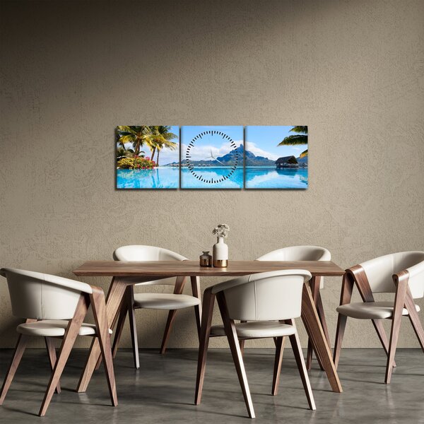 Obraz - Bora-Bora, Francouzská Polynésie (s hodinami) (90x30 cm)