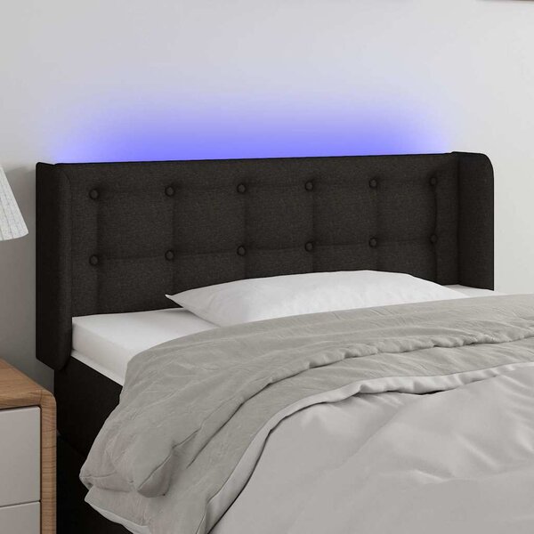Čelo postele s LED černé 83 x 16 x 78/88 cm textil 3123646