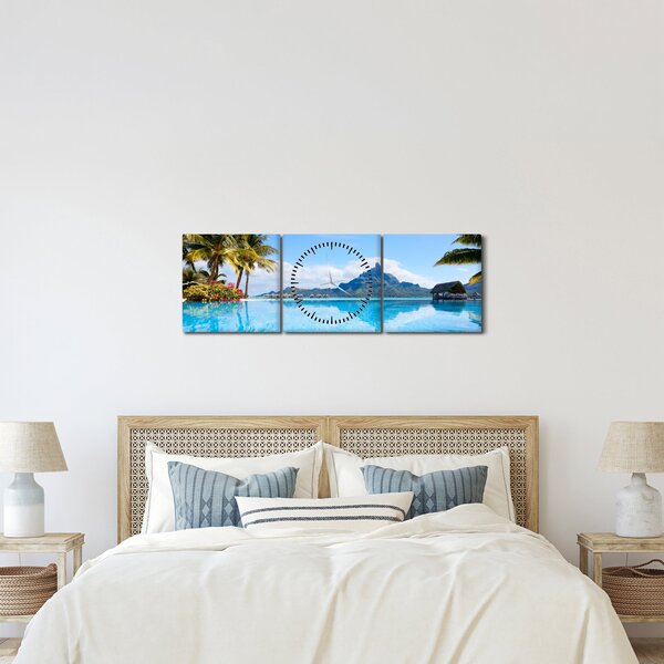 Obraz - Bora-Bora, Francouzská Polynésie (s hodinami) (90x30 cm)