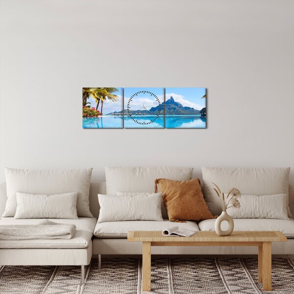 Obraz - Bora-Bora, Francouzská Polynésie (s hodinami) (90x30 cm)