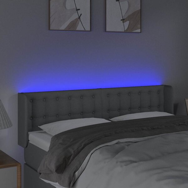 Čelo postele s LED světle šedé 147 x 16 x 78/88 cm textil 3123668