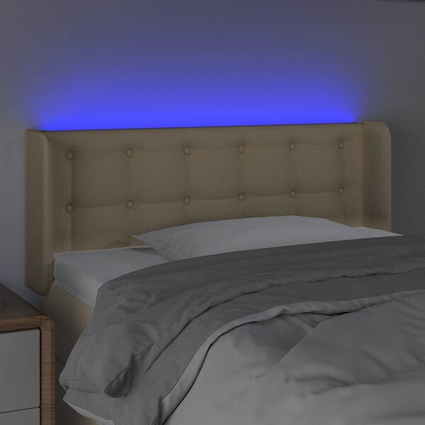 Čelo postele s LED krémové 83 x 16 x 78/88 cm textil 3123649