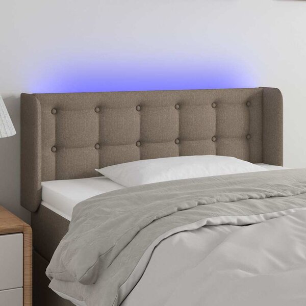 Čelo postele s LED taupe 93 x 16 x 78/88 cm textil 3123656