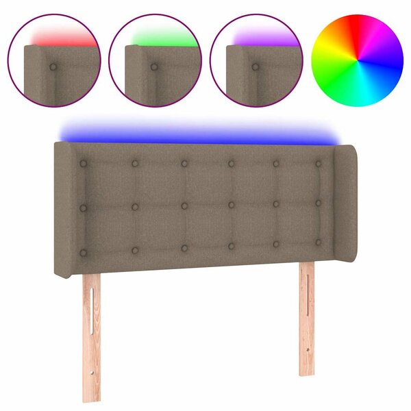 Čelo postele s LED taupe 93 x 16 x 78/88 cm textil 3123656