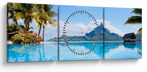 Obraz - Bora-Bora, Francouzská Polynésie (s hodinami) (90x30 cm)