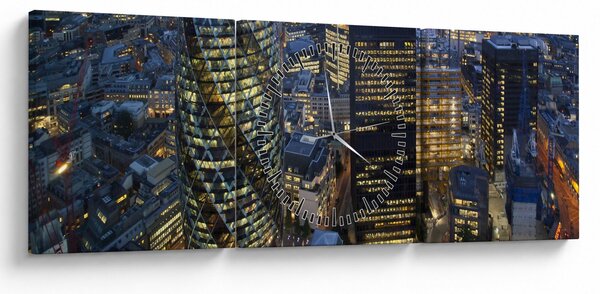 Obraz - Večerní panorama Londýna (s hodinami) (90x30 cm)