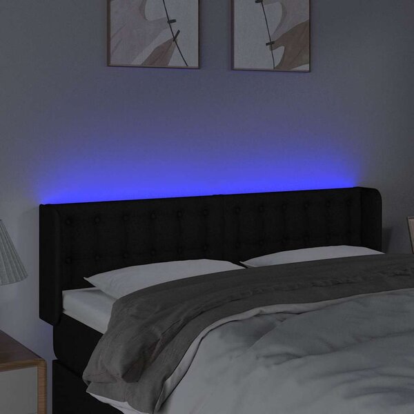 Čelo postele s LED černé 147 x 16 x 78/88 cm textil 3123670