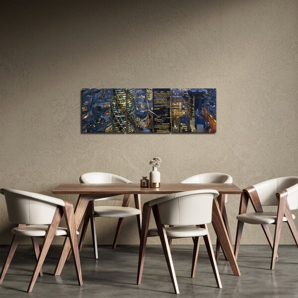 Obraz - Večerní panorama Londýna (s hodinami) (90x30 cm)
