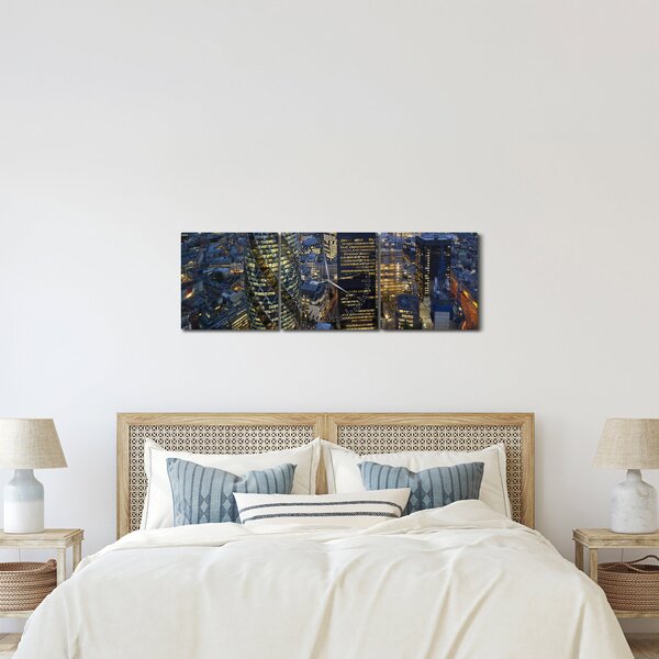 Obraz - Večerní panorama Londýna (s hodinami) (90x30 cm)