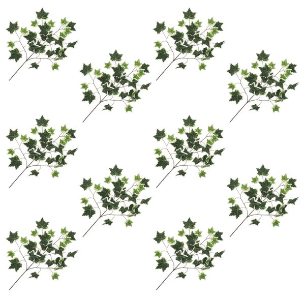 Umělé listy břečťan 10 ks zelené a bílé 70 cm
