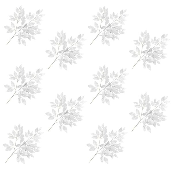 Umělé listy fíkus 10 ks stříbrné 65 cm