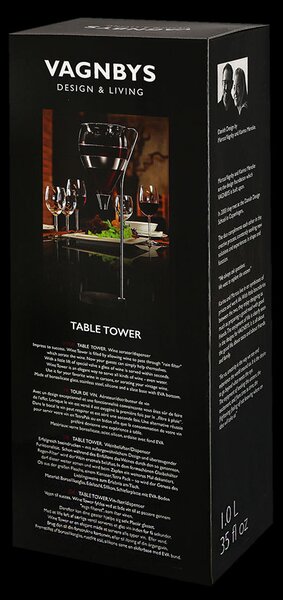 Dekantér na víno Vagnbys Table Tower 1 l - provzdušňovač, dávkovač (sklo+břidlice)