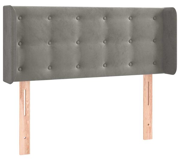 Čelo postele s LED světle šedé 103 x 16 x 78/88 cm samet 3123712
