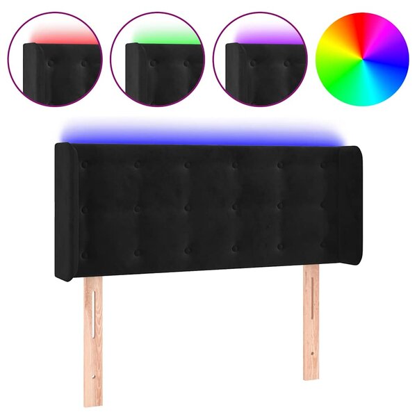 Čelo postele s LED černé 83 x 16 x 78/88 cm samet 3123702