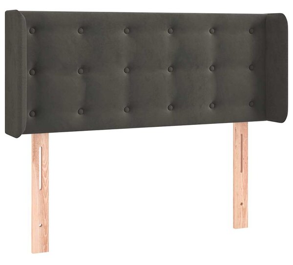 Čelo postele s LED tmavě šedé 83 x 16 x 78/88 cm samet 3123701